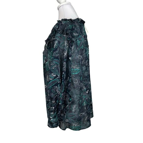 🆕 Anthropologie Haida Pleasant Top Navy Teal Ruffled NWT Size S Romantic Boho - Picture 4 of 11